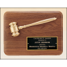 American walnut plaque with an antique bronze gavel casting
