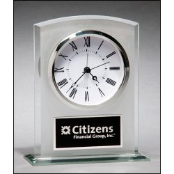 Glass Clock with Frosted Top, Polished edges and Base