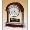 Rosewood Piano Finish Mantle Clock with Chrome Plated Posts and Silver Aluminum Accents