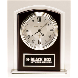 Beveled Glass with Wood Accent, Silver Bezel and Dial, Three Hand Movement BC965