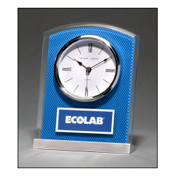 Glass Clock with Carbon Fiber Design on Aluminum Base - BC1007
